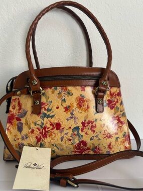 Patricia Nash italian Leather colorful Floral Satchel